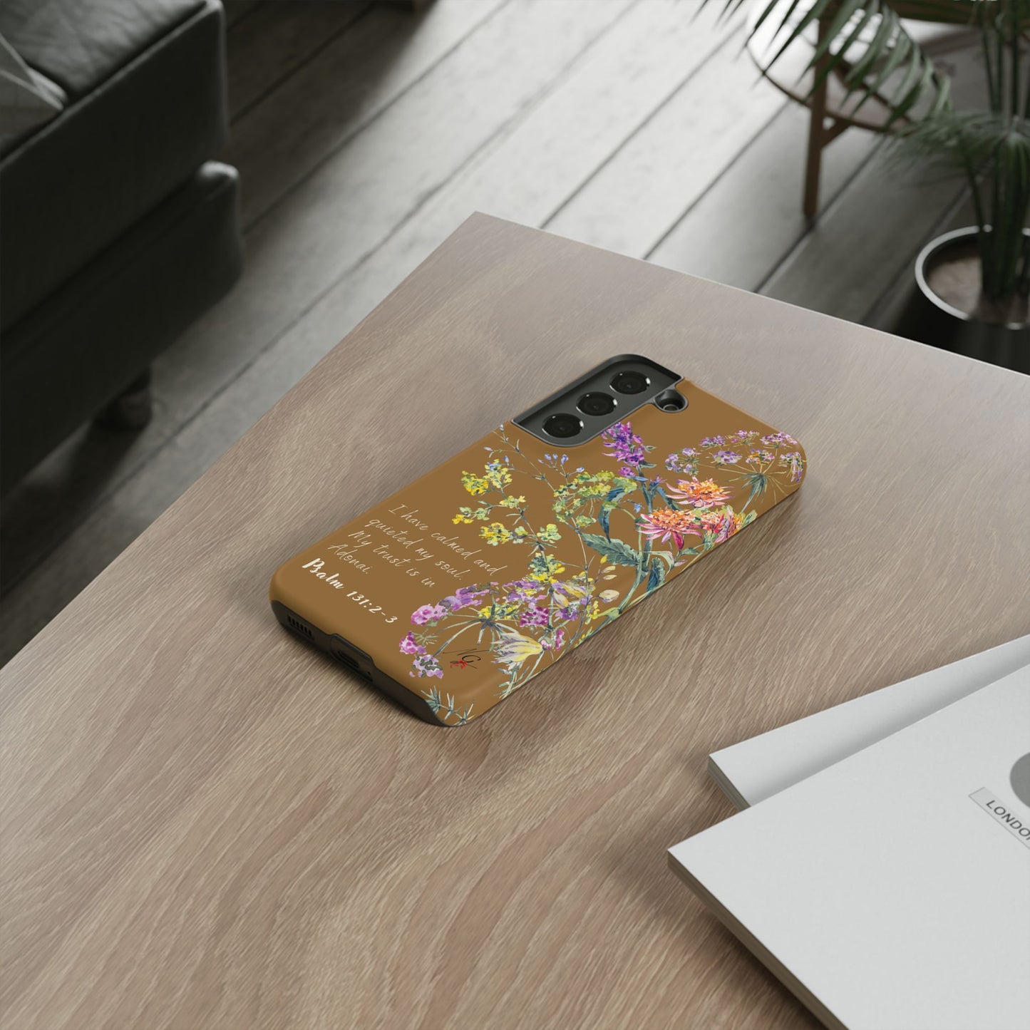 Phone Case - Botanic Full Brown, Psalm 131:2-3