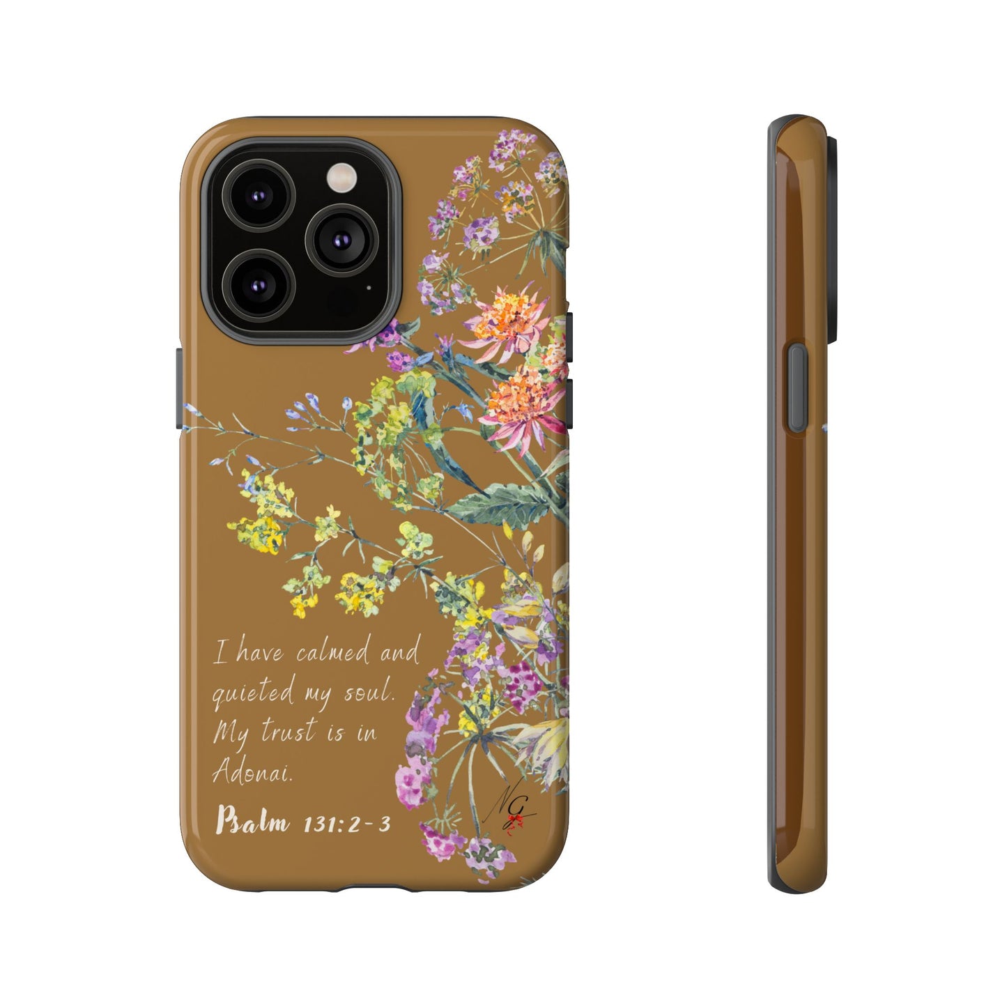 Phone Case - Botanic Full Brown, Psalm 131:2-3