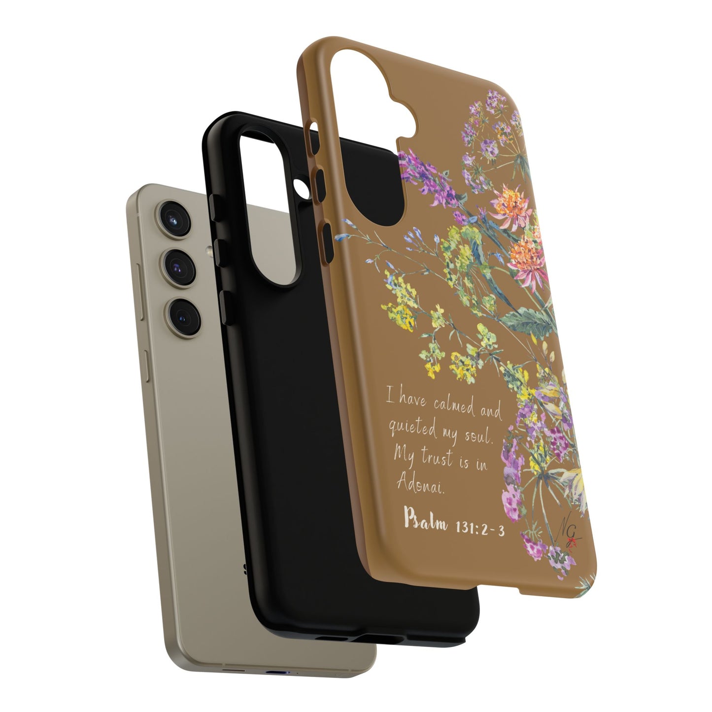Phone Case - Botanic Full Brown, Psalm 131:2-3