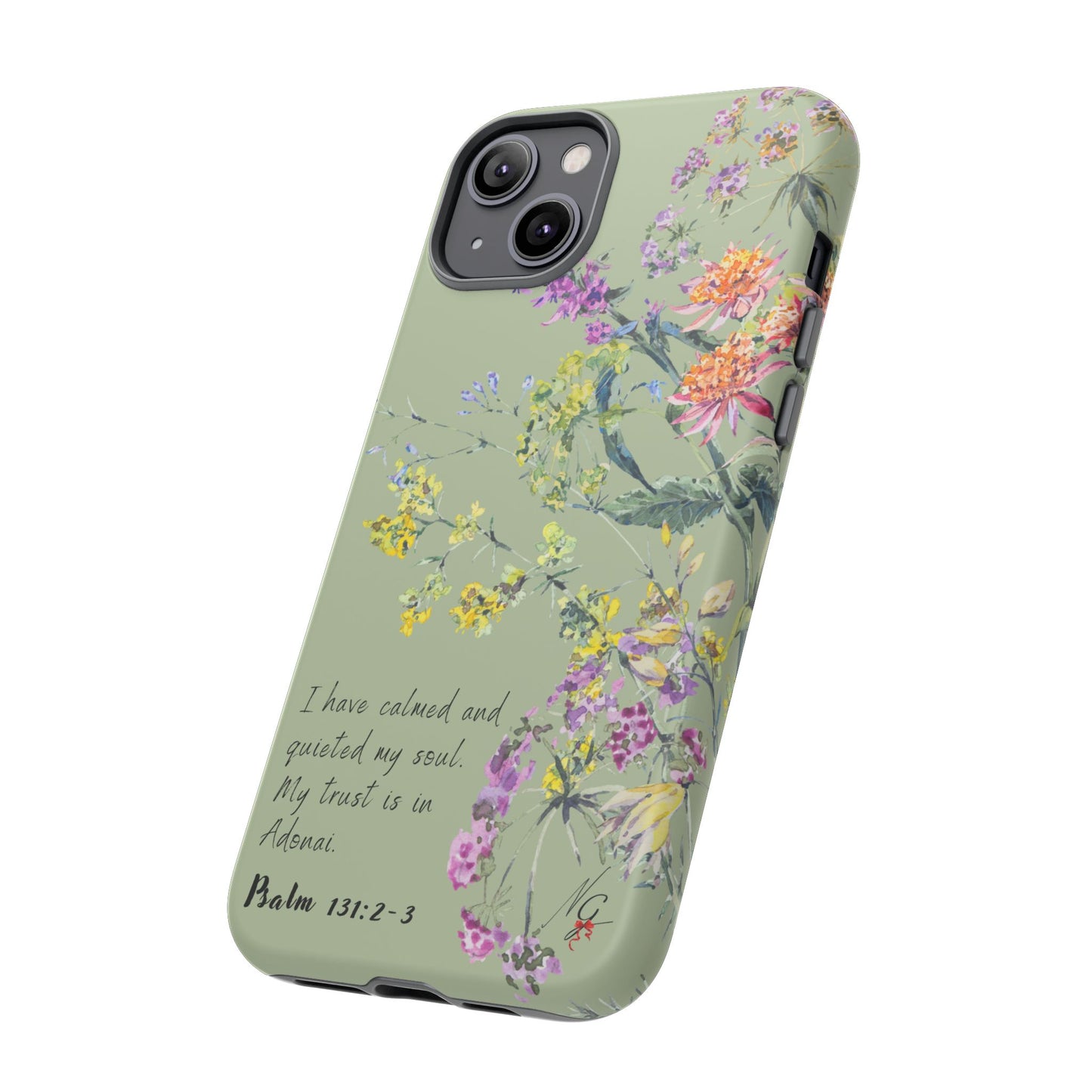 Phone Case - Botanic - Fully Sage Green, Psalm 131:2-3