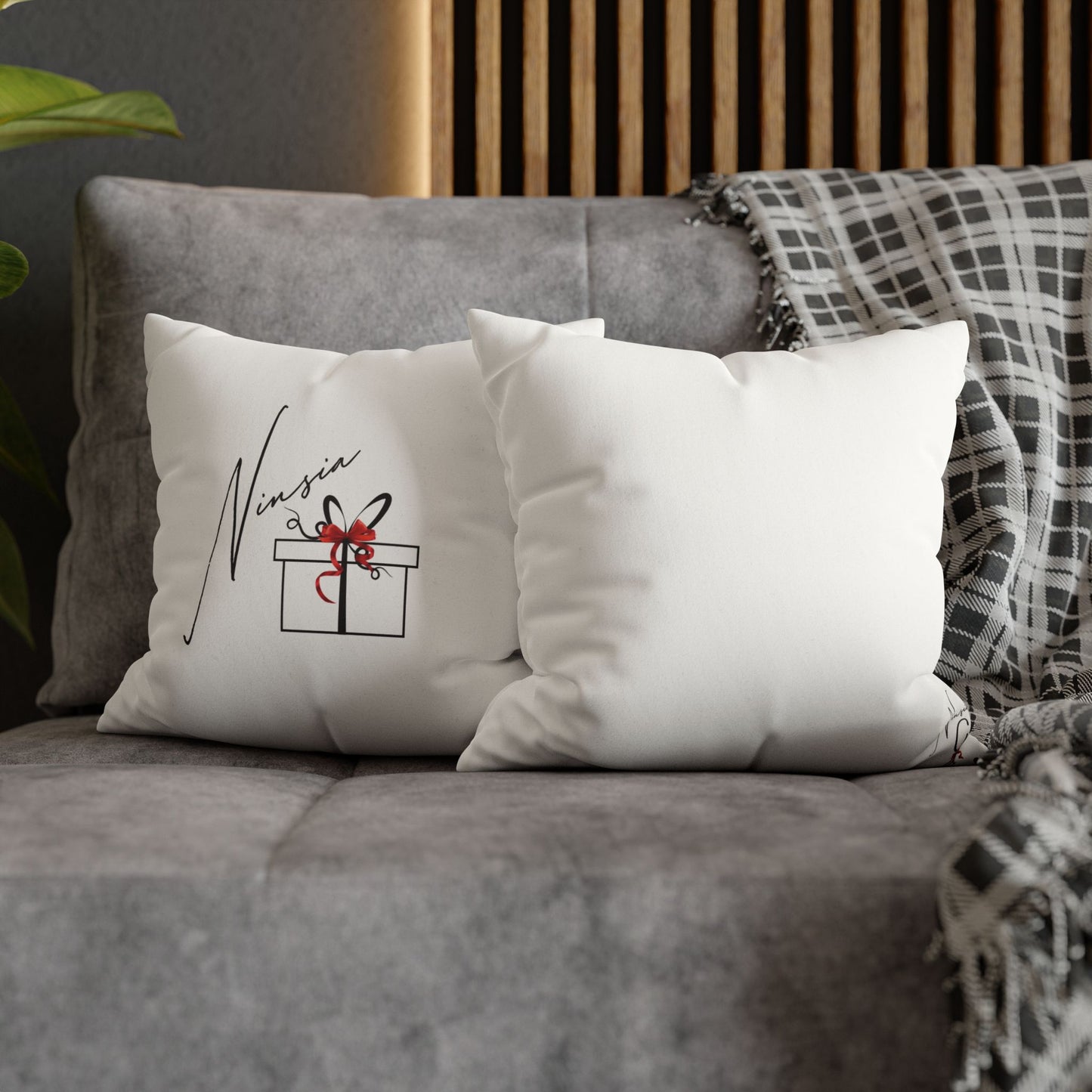 Faux Suede Square Pillowcase - Ninsia Collection - White