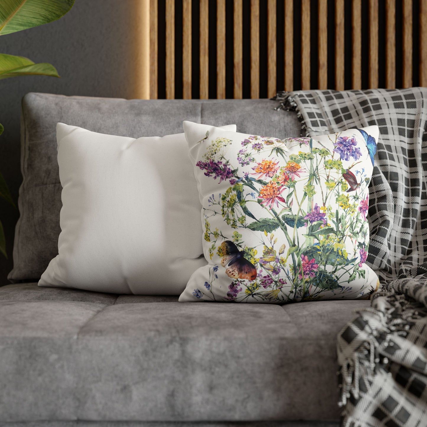 Faux Suede Square Pillowcase - Summer Bloom