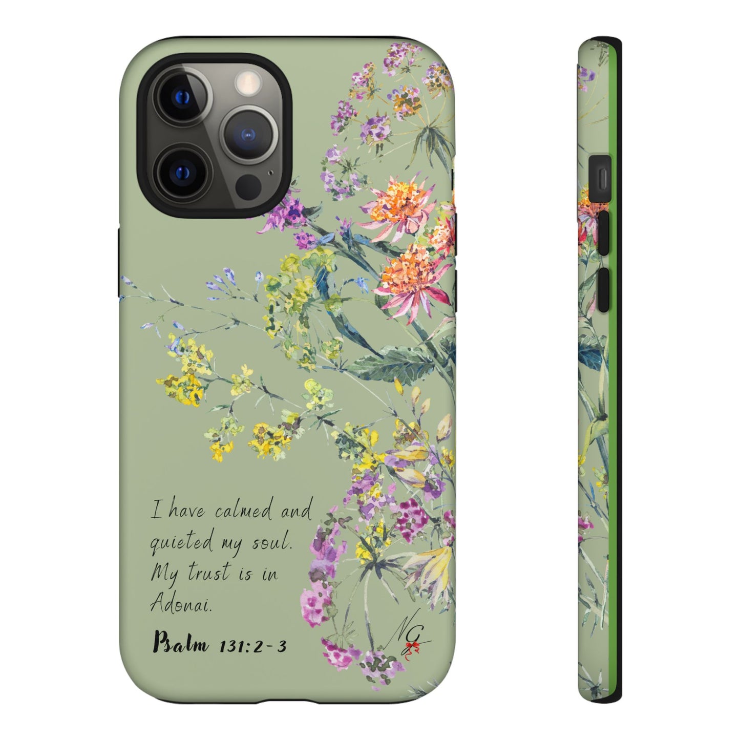 Phone Case - Botanic - Fully Sage Green, Psalm 131:2-3