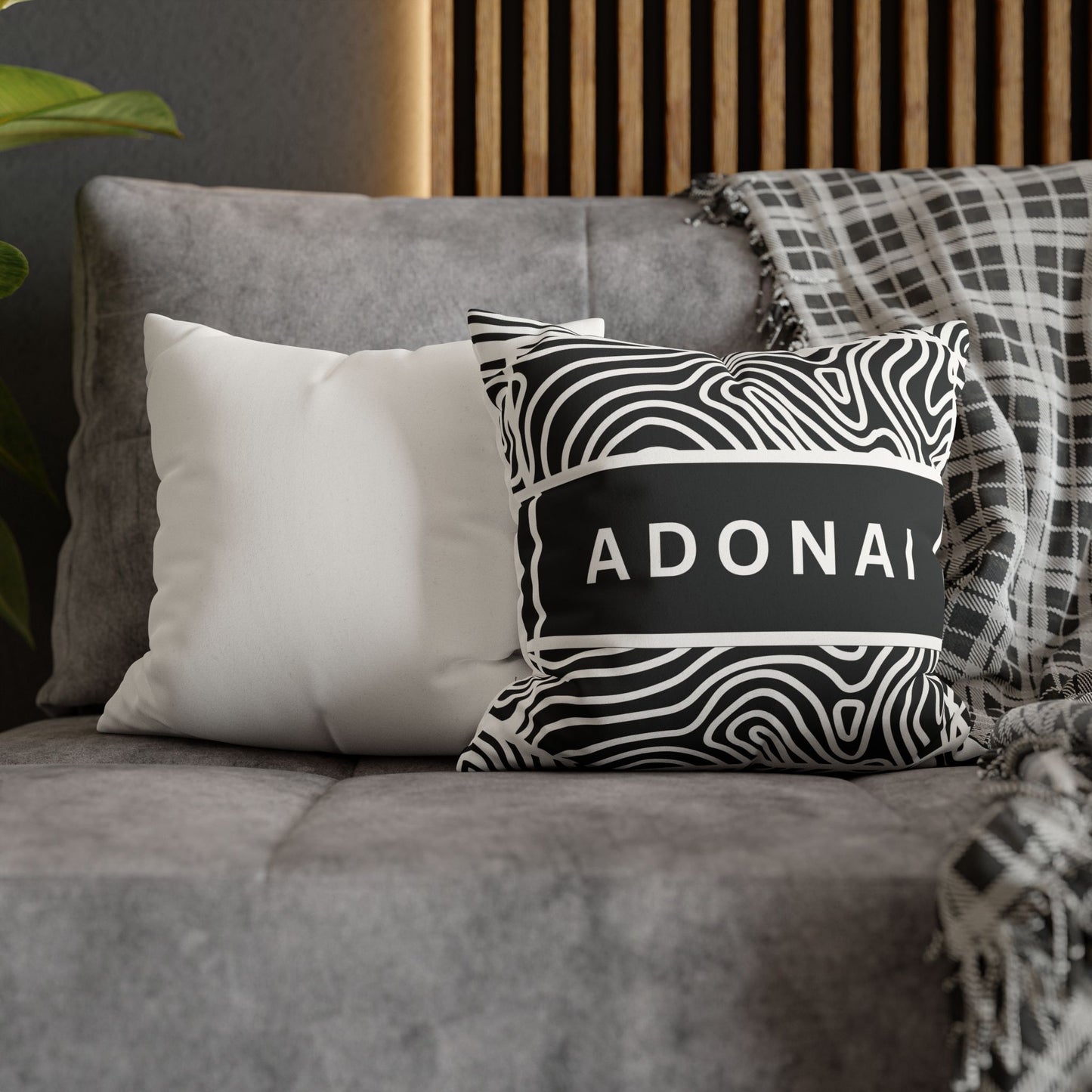 Faux Suede Square Pillowcase - Adonai GOD Print