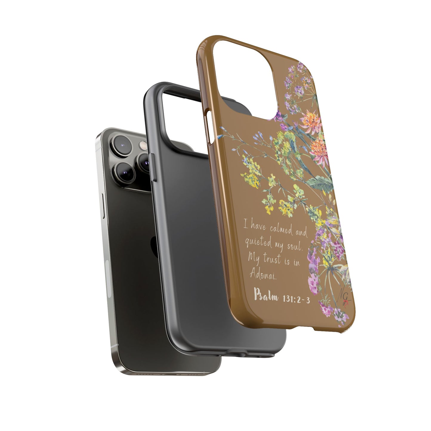 Phone Case - Botanic Full Brown, Psalm 131:2-3