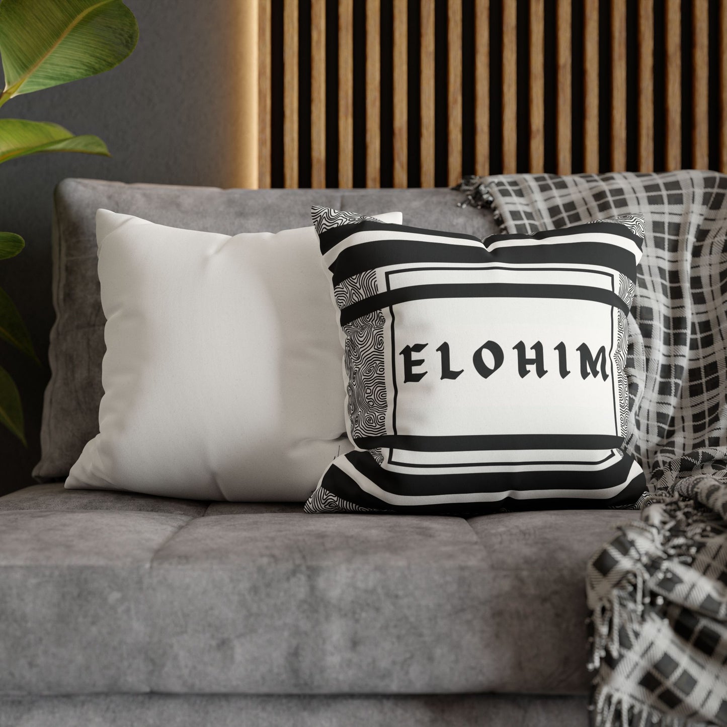 Faux Suede Square Pillowcase - Elohim Print