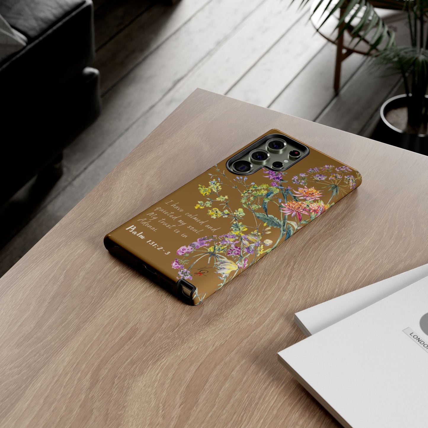 Phone Case - Botanic Full Brown, Psalm 131:2-3