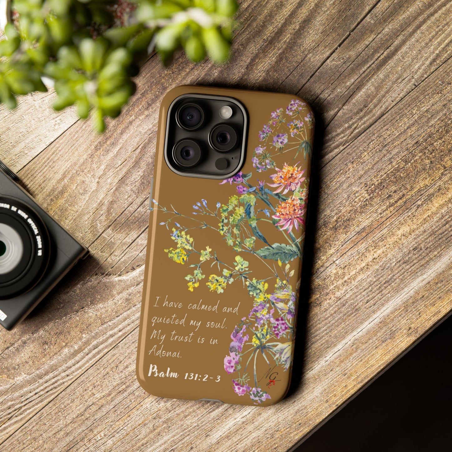 Phone Case - Botanic Full Brown, Psalm 131:2-3