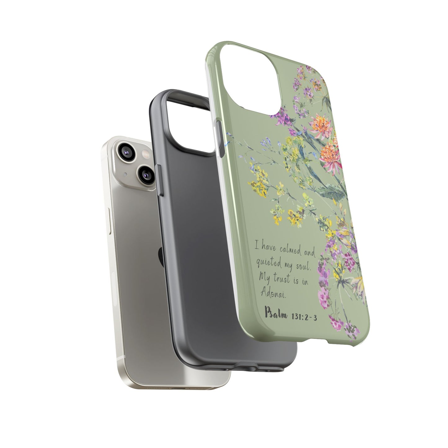 Phone Case - Botanic - Fully Sage Green, Psalm 131:2-3