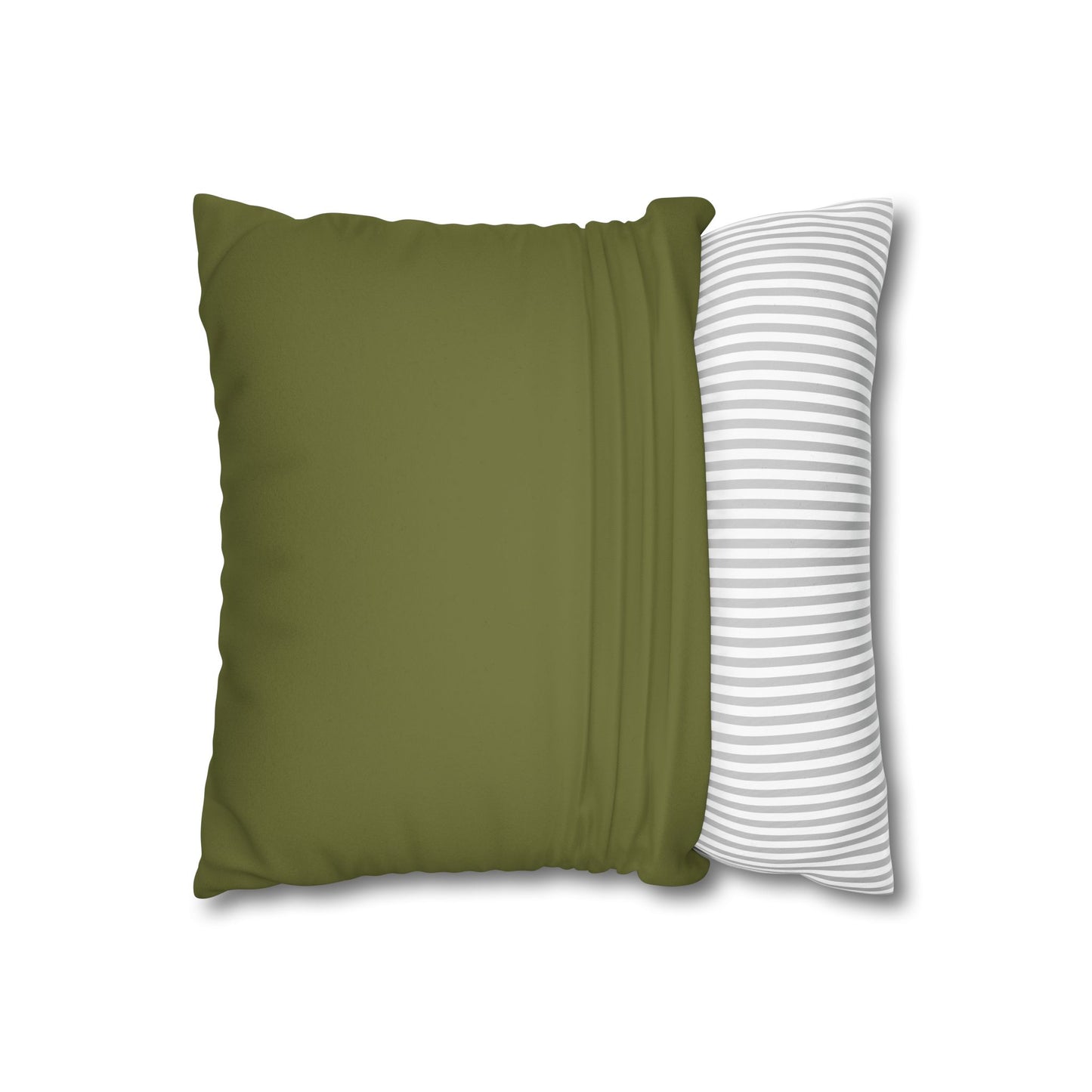 Faux Suede Square Pillowcase - Green with Golden Geometry
