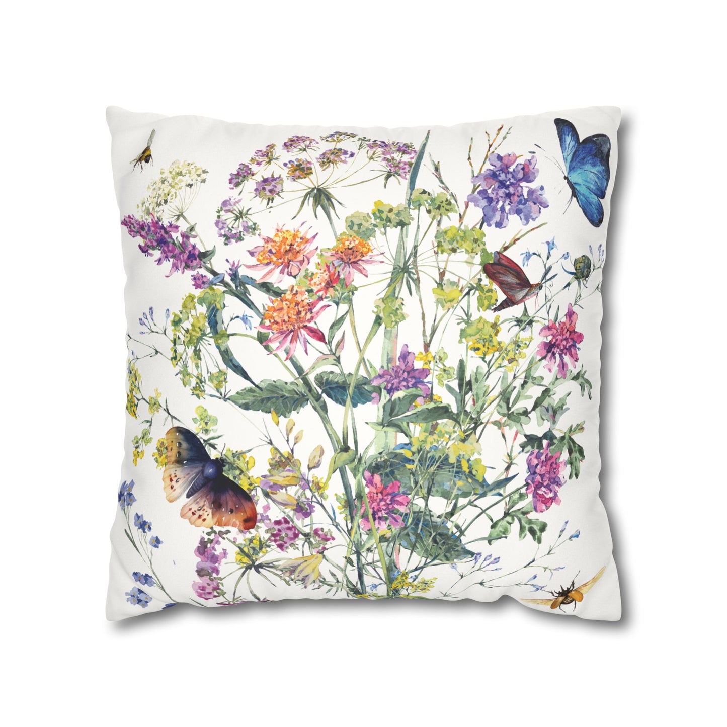 Faux Suede Square Pillowcase - Summer Bloom