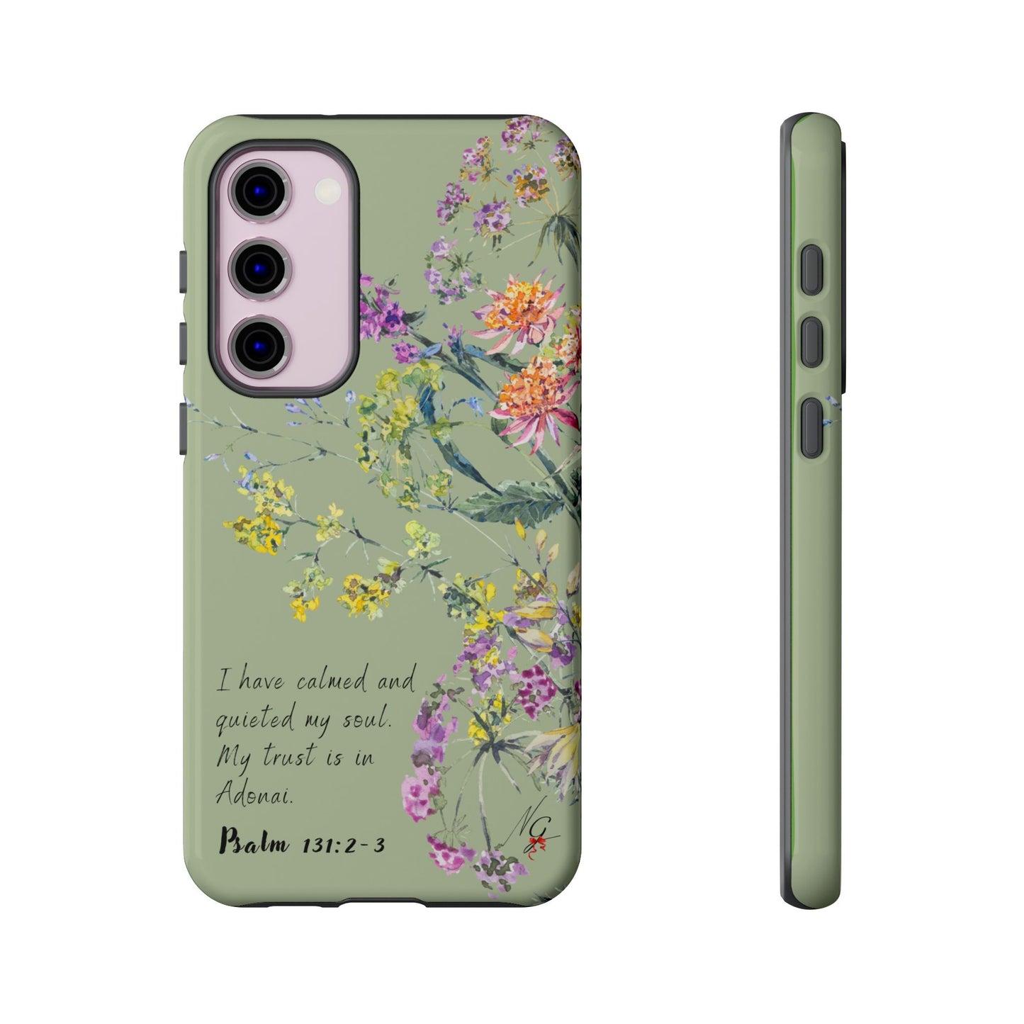 Phone Case - Botanic - Fully Sage Green, Psalm 131:2-3