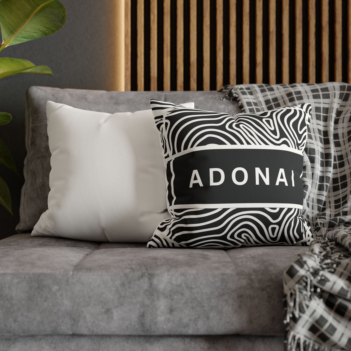 Faux Suede Square Pillowcase - Adonai GOD Print