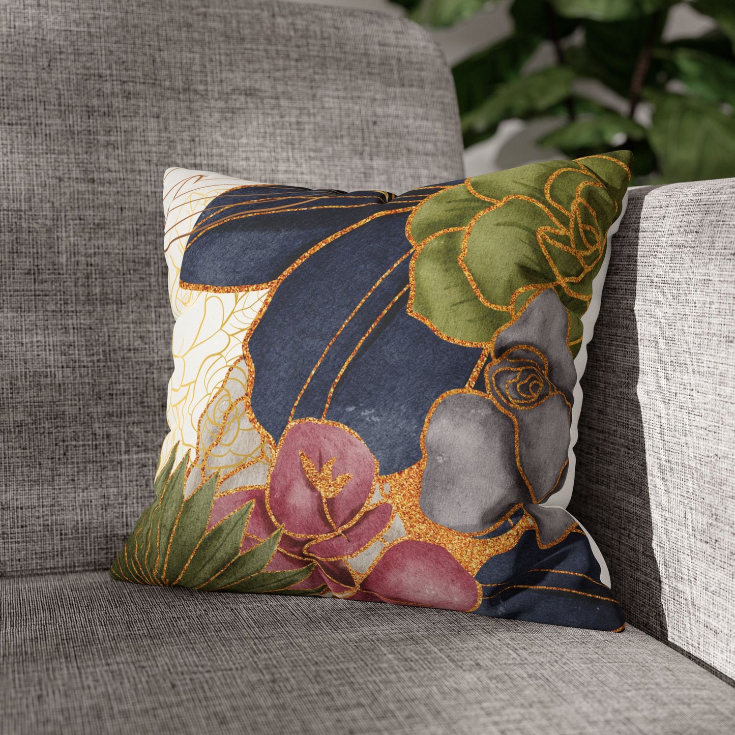 Faux Suede Square Pillowcase - BoBo Full Bloom