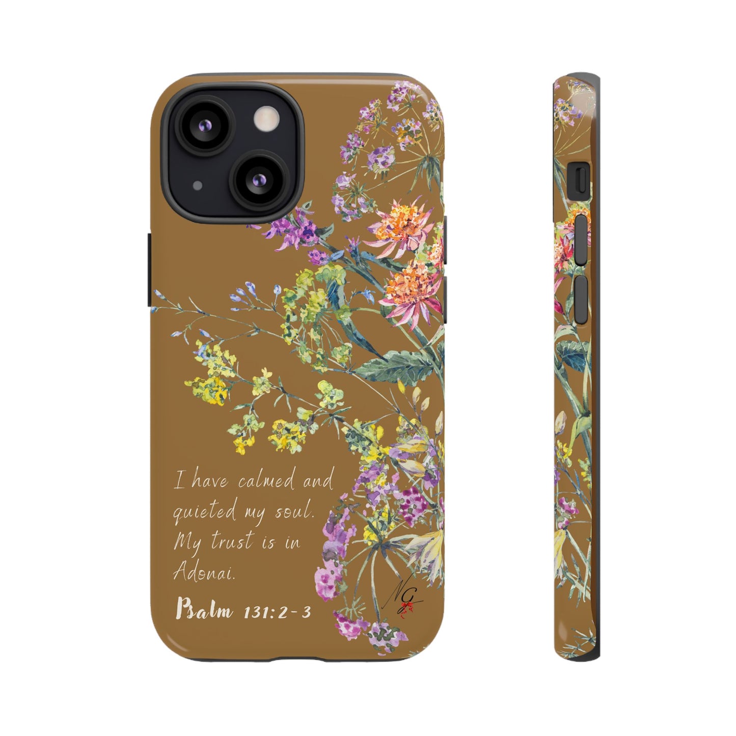 Phone Case - Botanic Full Brown, Psalm 131:2-3