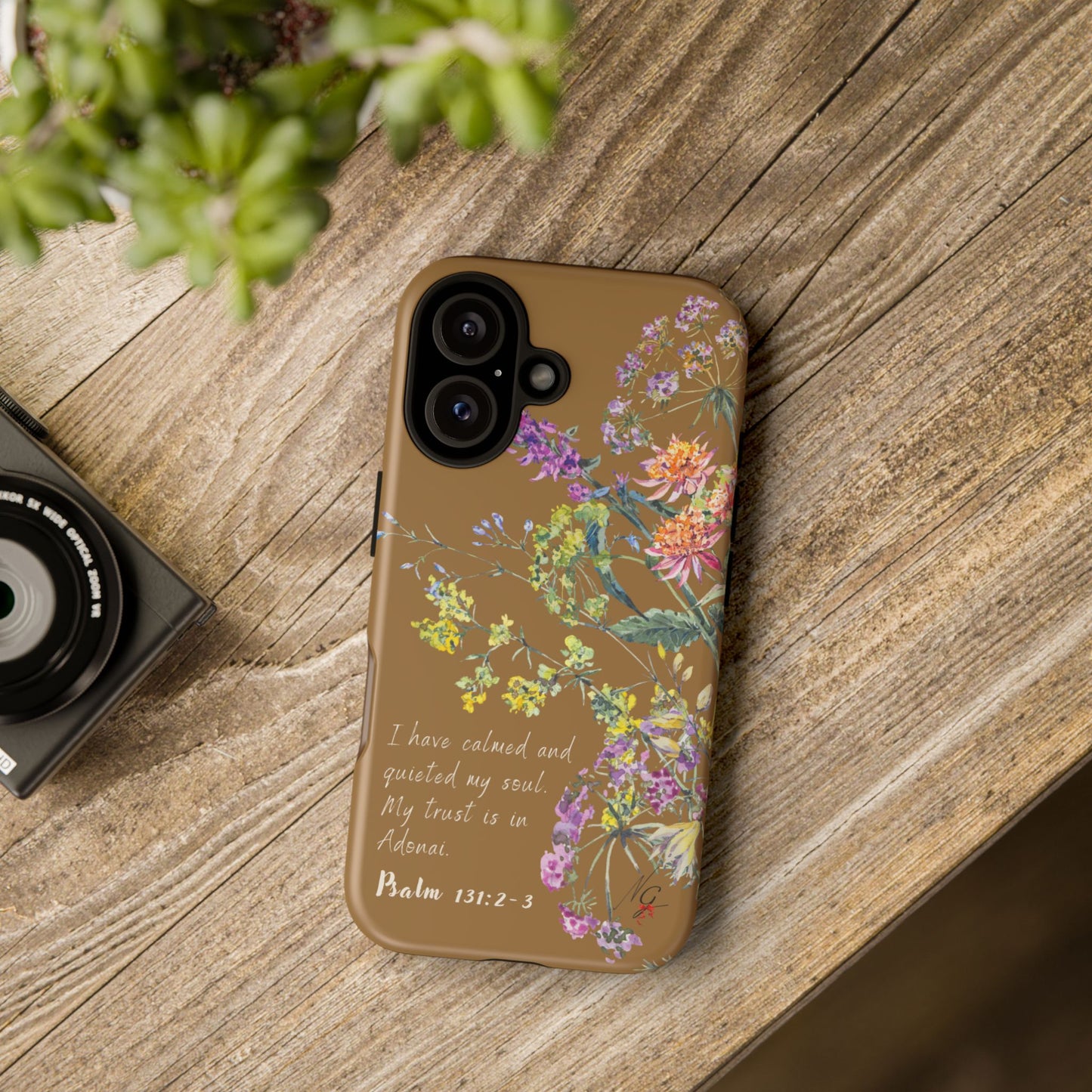 Phone Case - Botanic Full Brown, Psalm 131:2-3