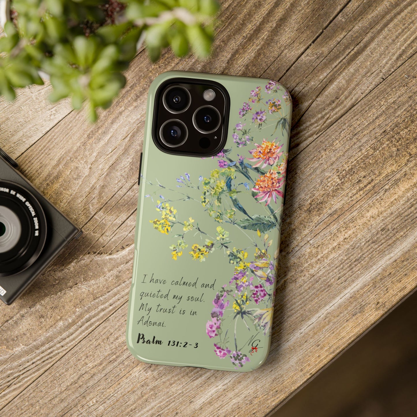 Phone Case - Botanic - Fully Sage Green, Psalm 131:2-3