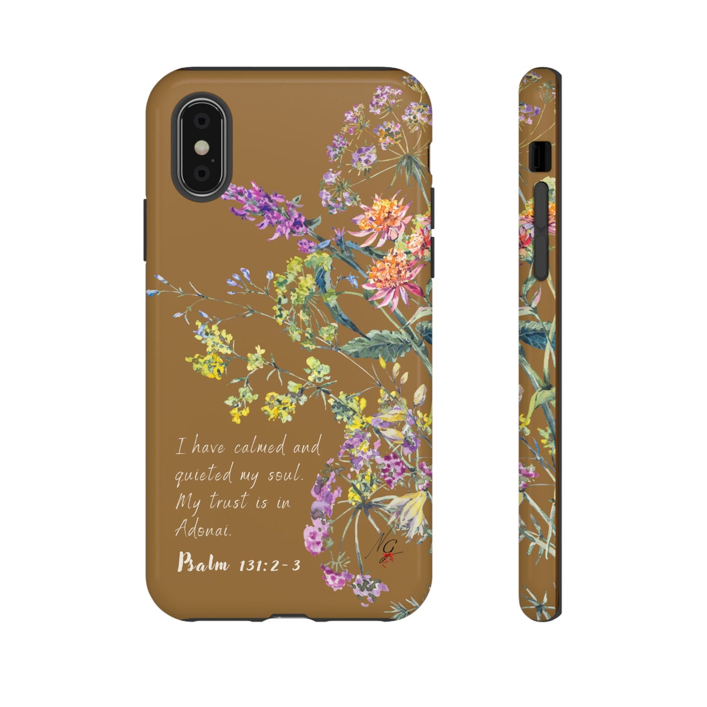 Phone Case - Botanic Full Brown, Psalm 131:2-3