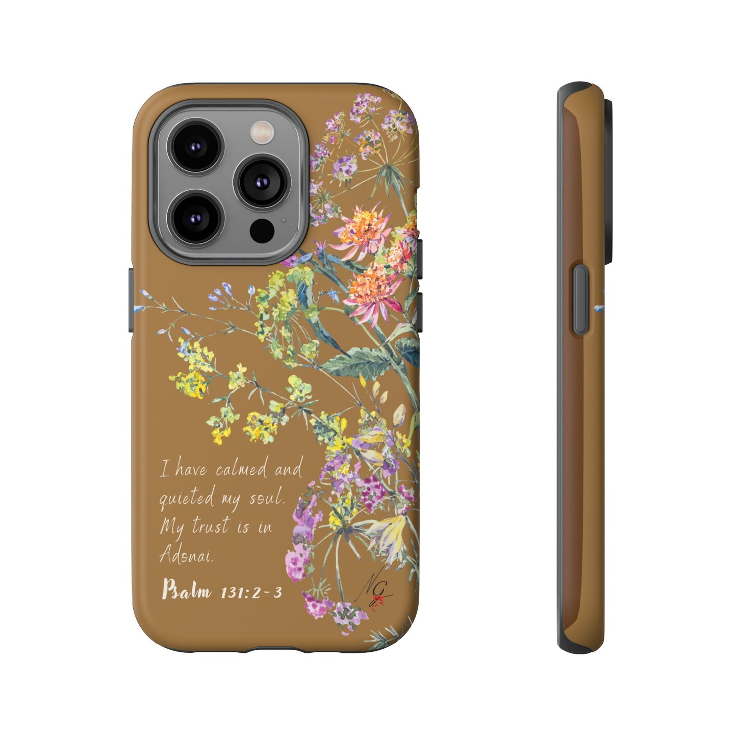 Phone Case - Botanic Full Brown, Psalm 131:2-3