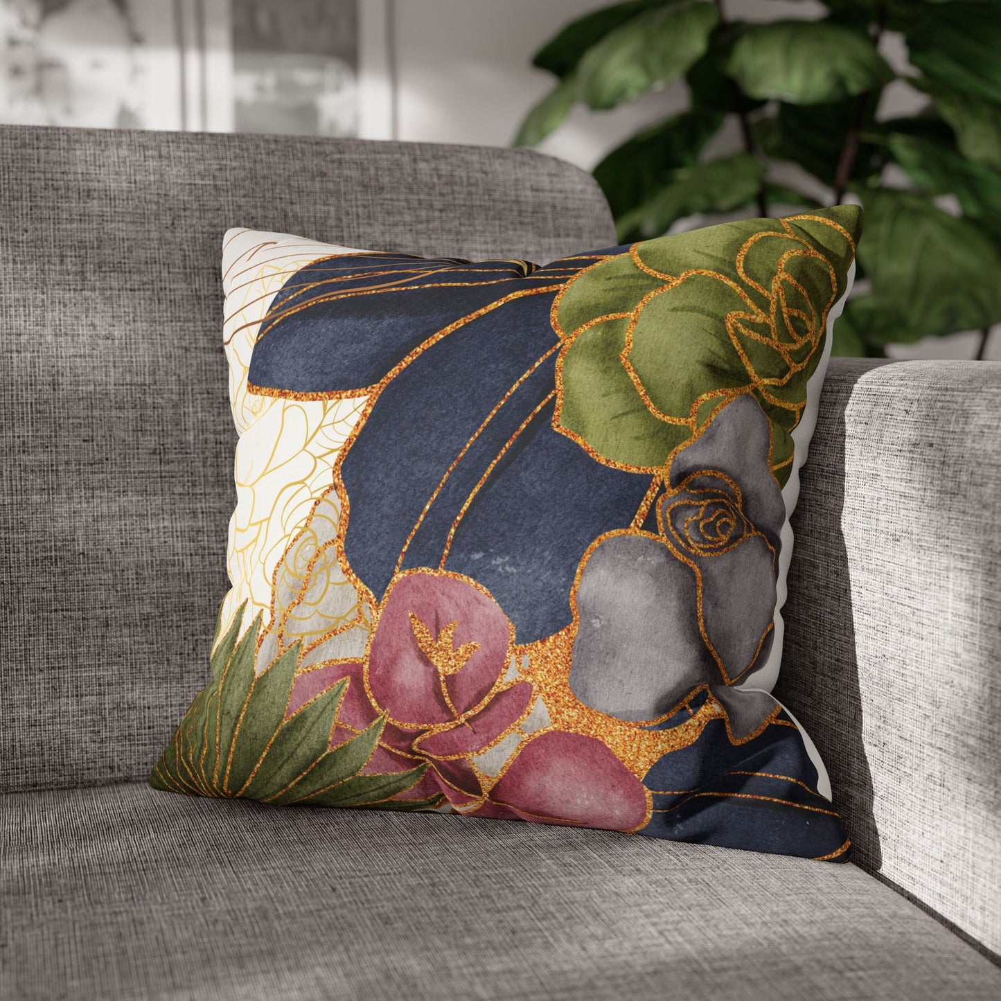 Faux Suede Square Pillowcase - BoBo Full Bloom