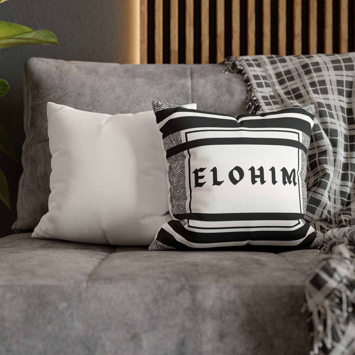 Faux Suede Square Pillowcase - Elohim Print