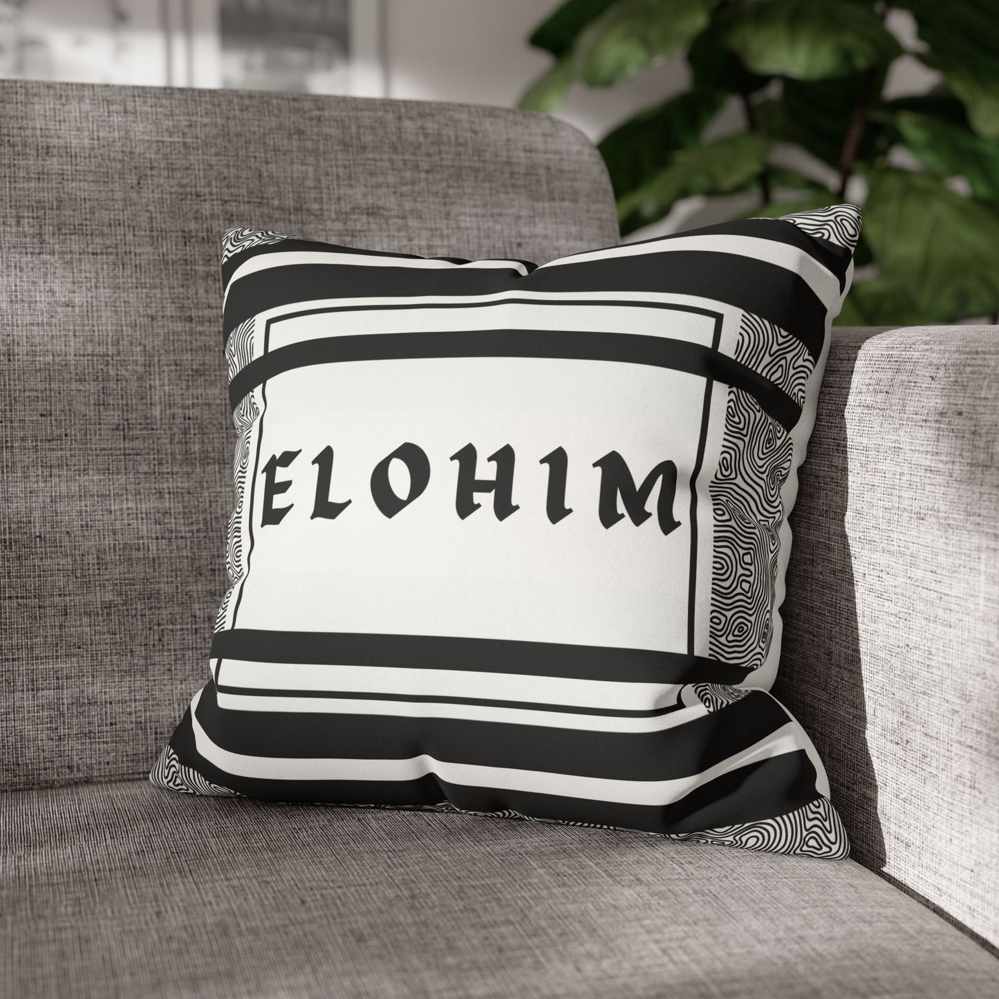 Faux Suede Square Pillowcase - Elohim Print