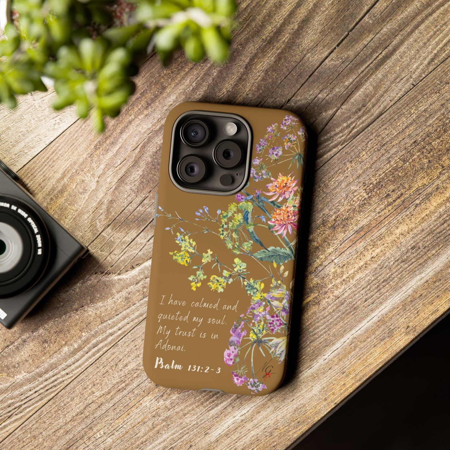 Phone Case - Botanic Full Brown, Psalm 131:2-3