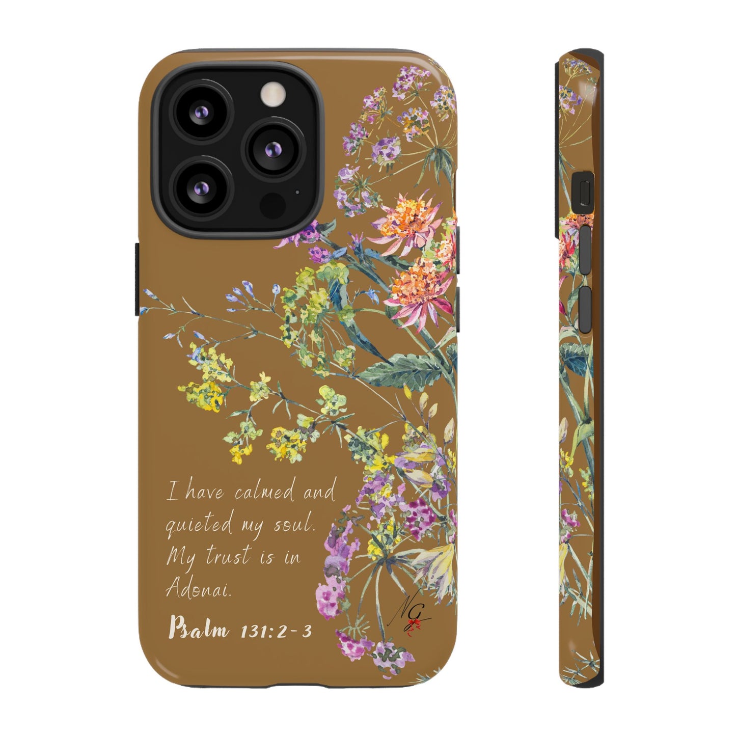 Phone Case - Botanic Full Brown, Psalm 131:2-3