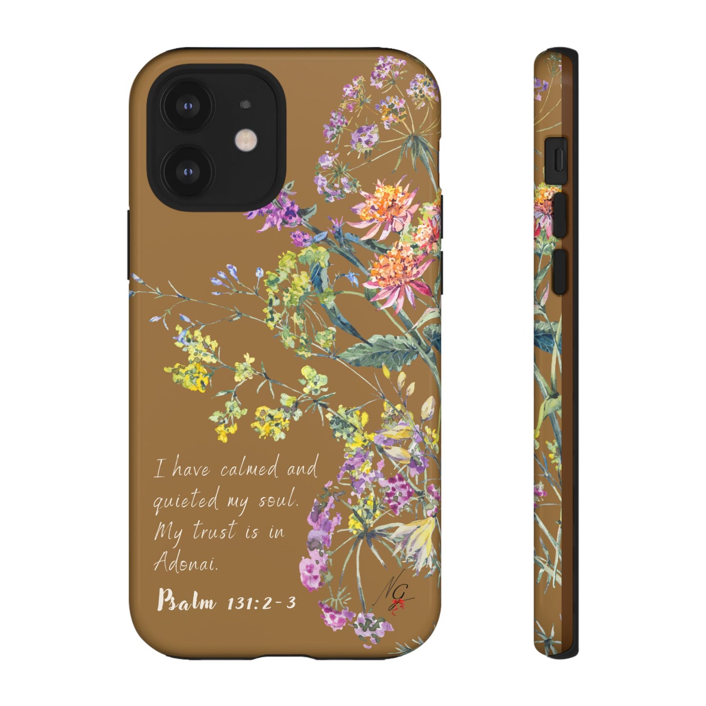 Phone Case - Botanic Full Brown, Psalm 131:2-3