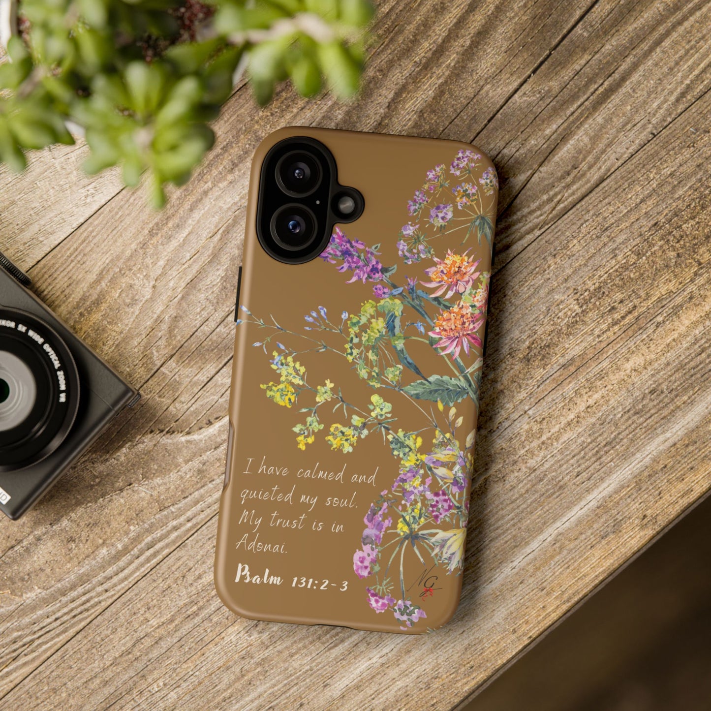 Phone Case - Botanic Full Brown, Psalm 131:2-3