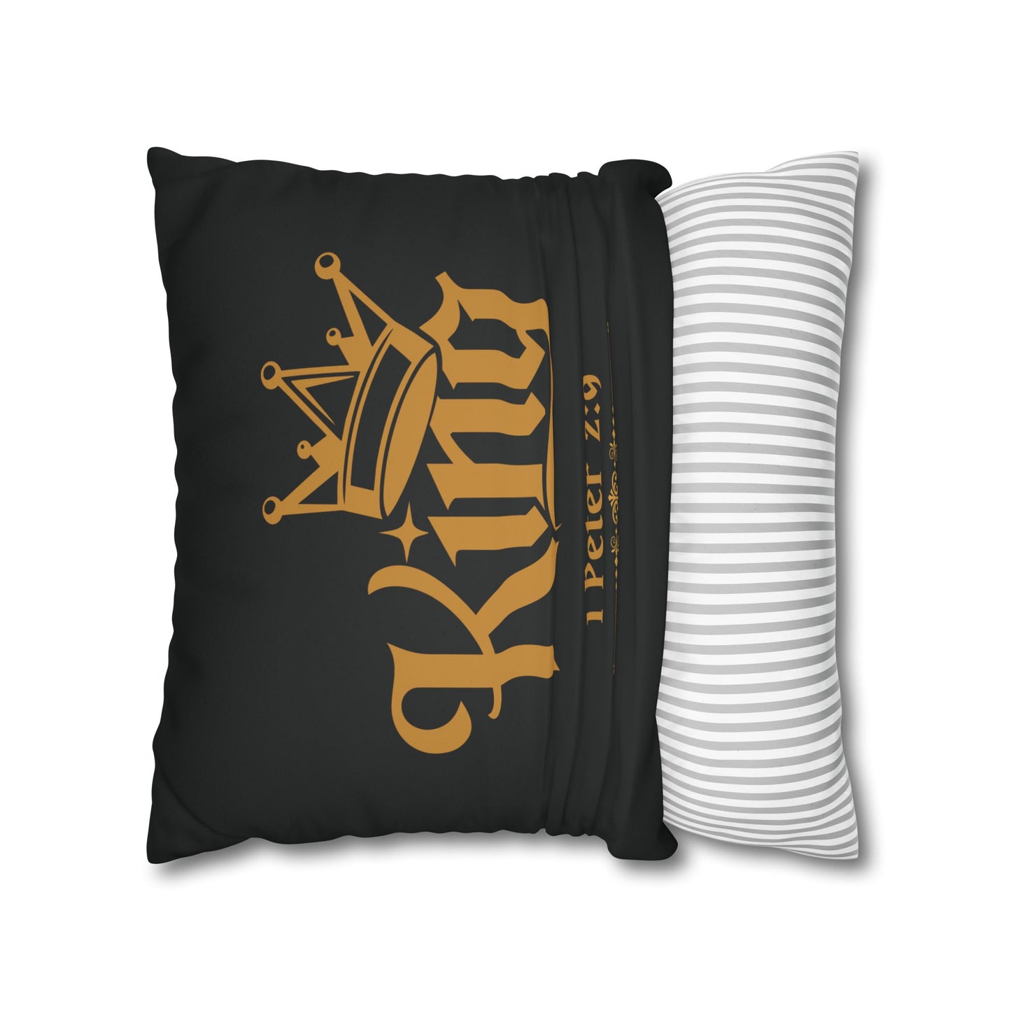 Faux Suede - Black Square Pillowcase - KING 1 Peter 2:9