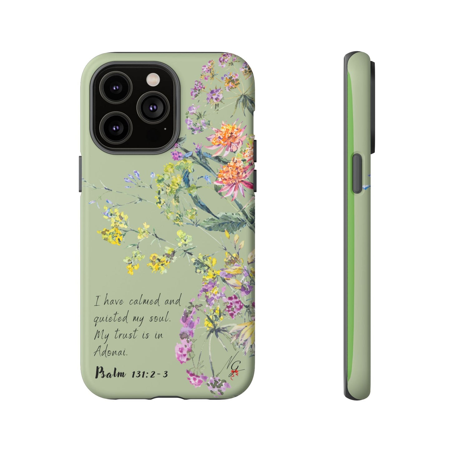 Phone Case - Botanic - Fully Sage Green, Psalm 131:2-3