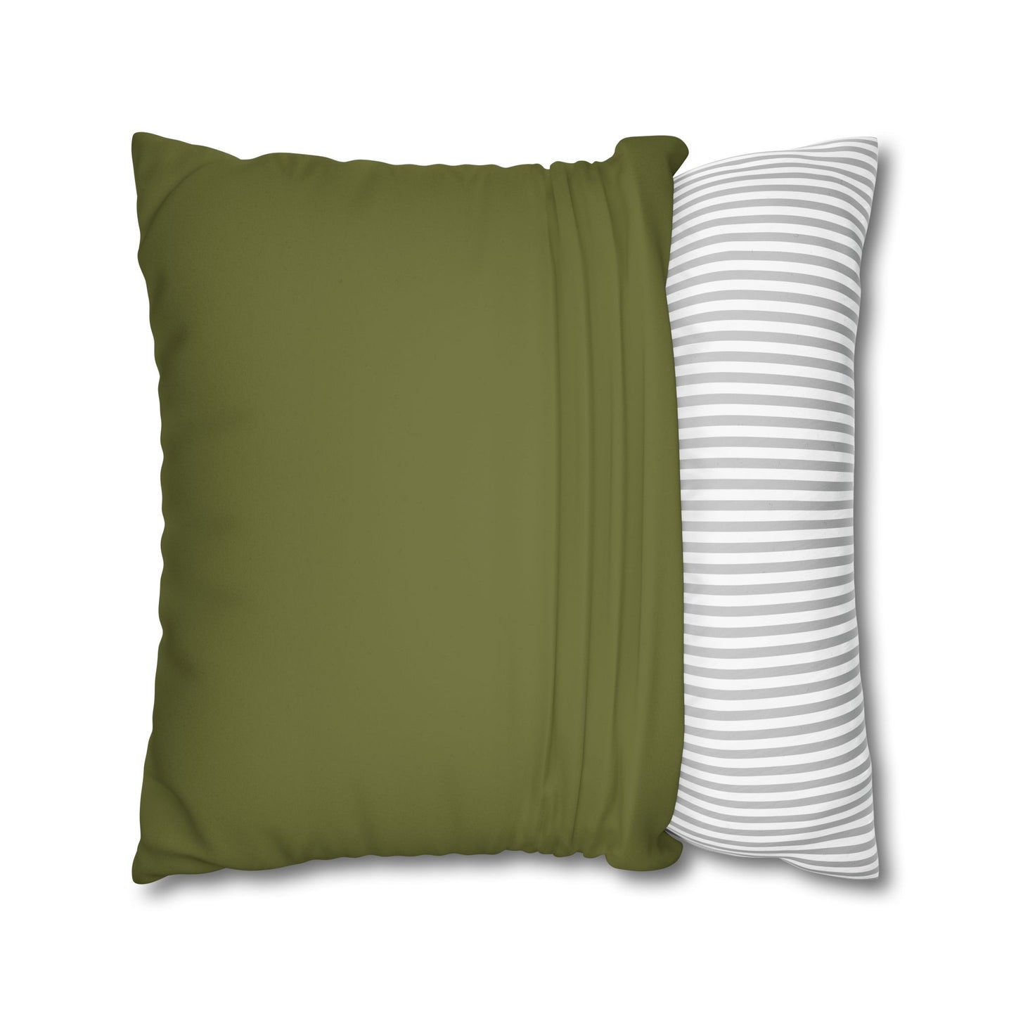Faux Suede Square Pillowcase - Green with Golden Geometry