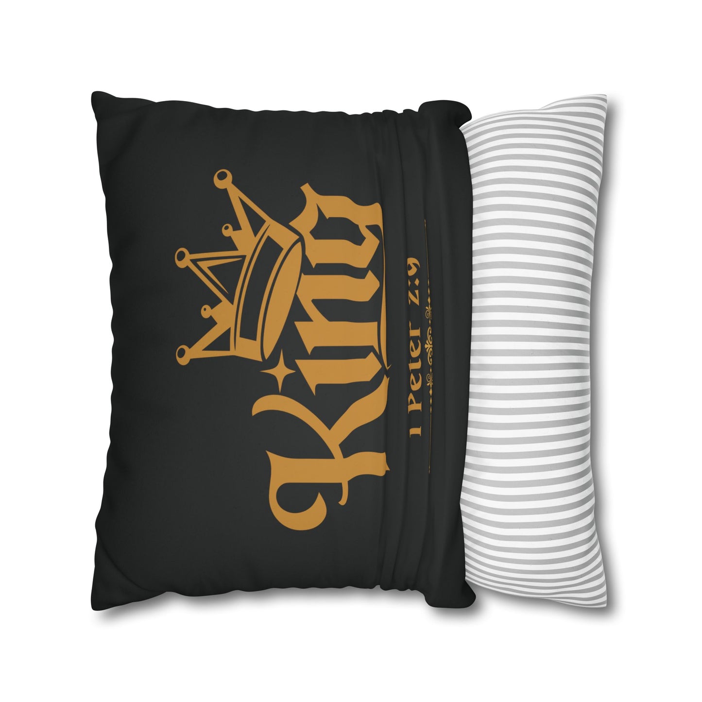 Faux Suede - Black Square Pillowcase - KING 1 Peter 2:9