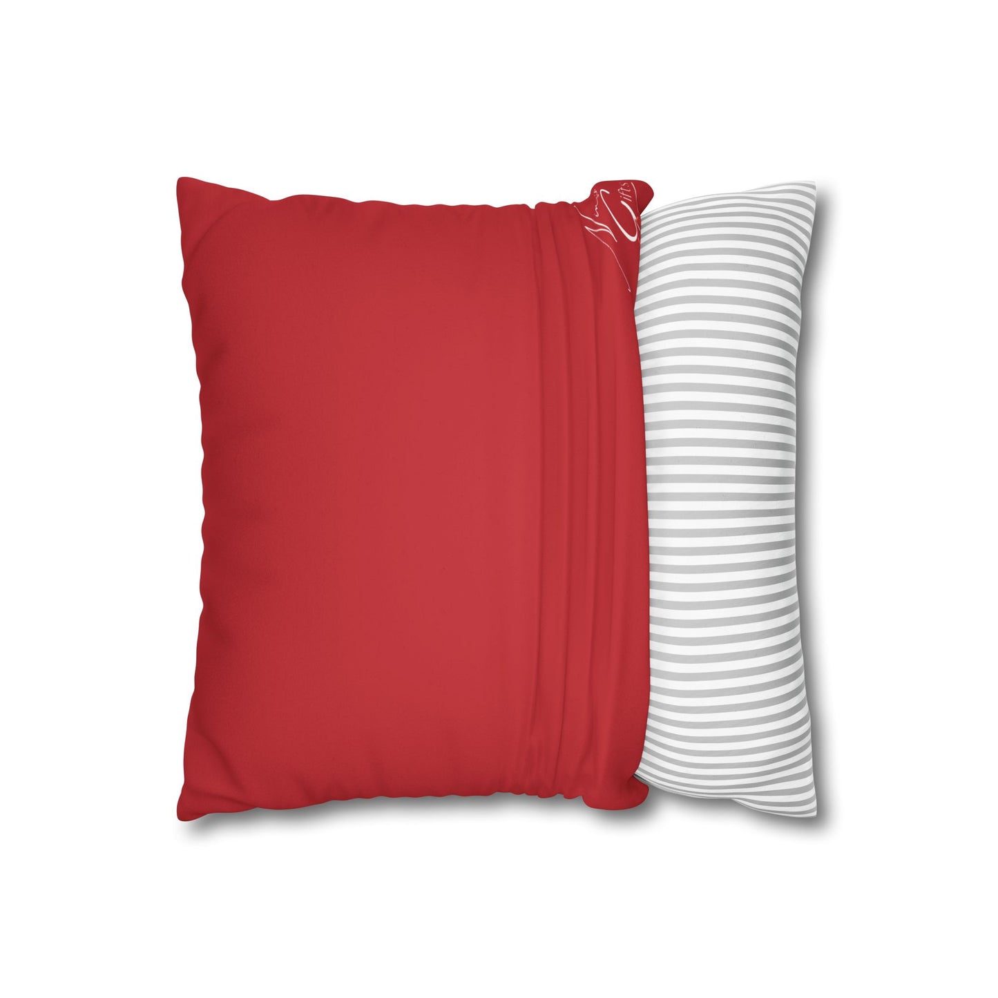 Faux Suede Square Pillowcase - Red with Golden Leaves