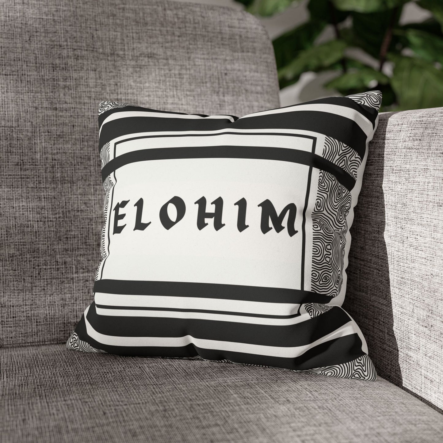 Faux Suede Square Pillowcase - Elohim Print