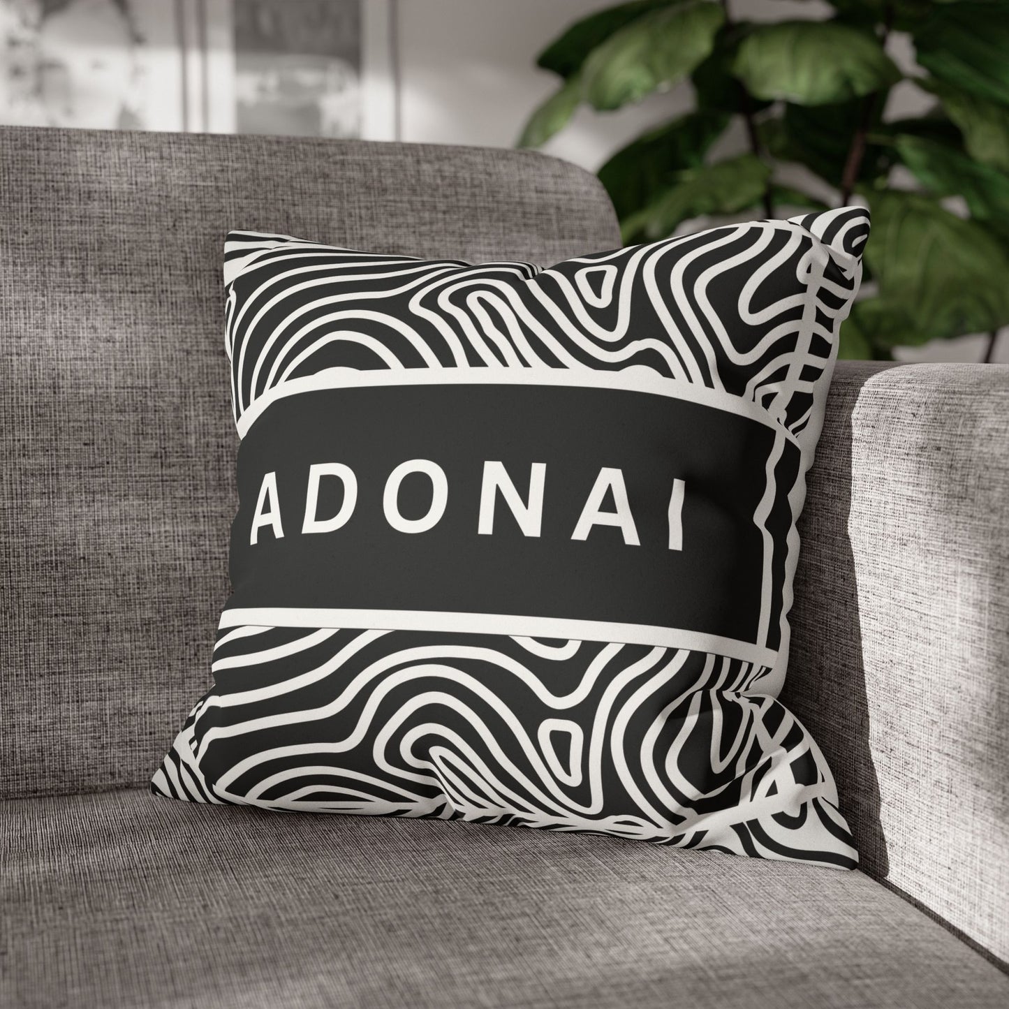 Faux Suede Square Pillowcase - Adonai GOD Print