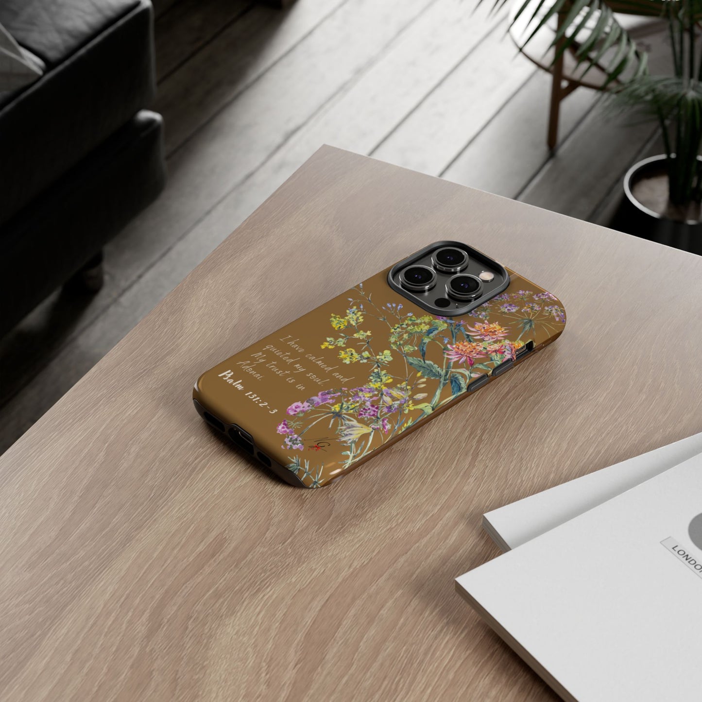Phone Case - Botanic Full Brown, Psalm 131:2-3
