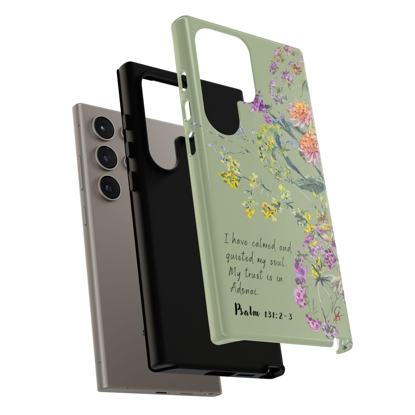 Phone Case - Botanic - Fully Sage Green, Psalm 131:2-3