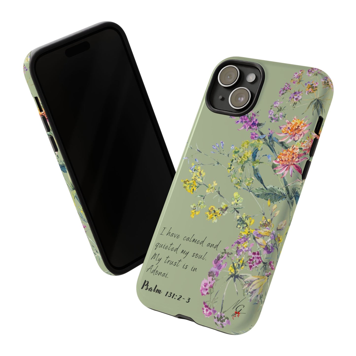 Phone Case - Botanic - Fully Sage Green, Psalm 131:2-3