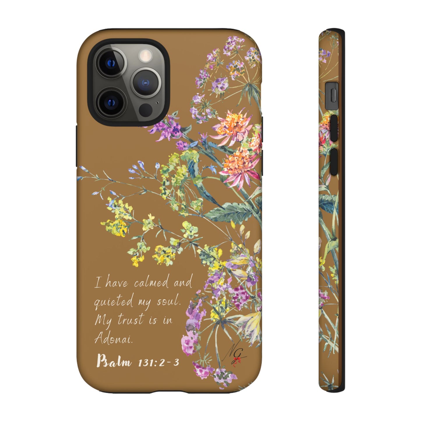 Phone Case - Botanic Full Brown, Psalm 131:2-3