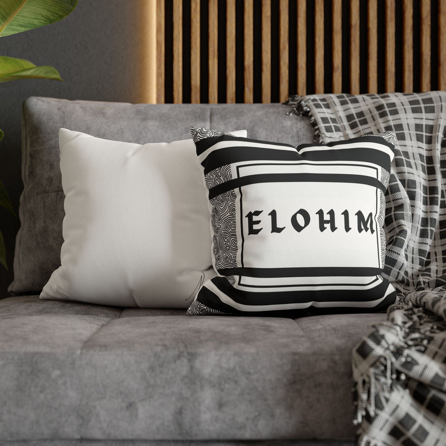 Faux Suede Square Pillowcase - Elohim Print
