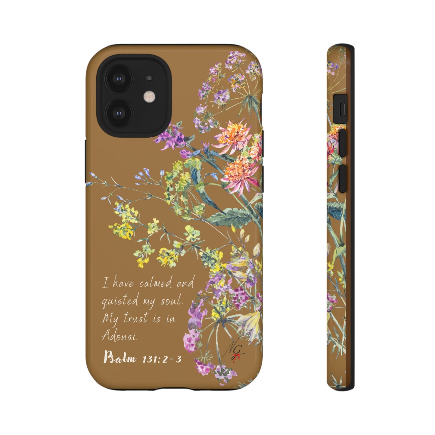 Phone Case - Botanic Full Brown, Psalm 131:2-3