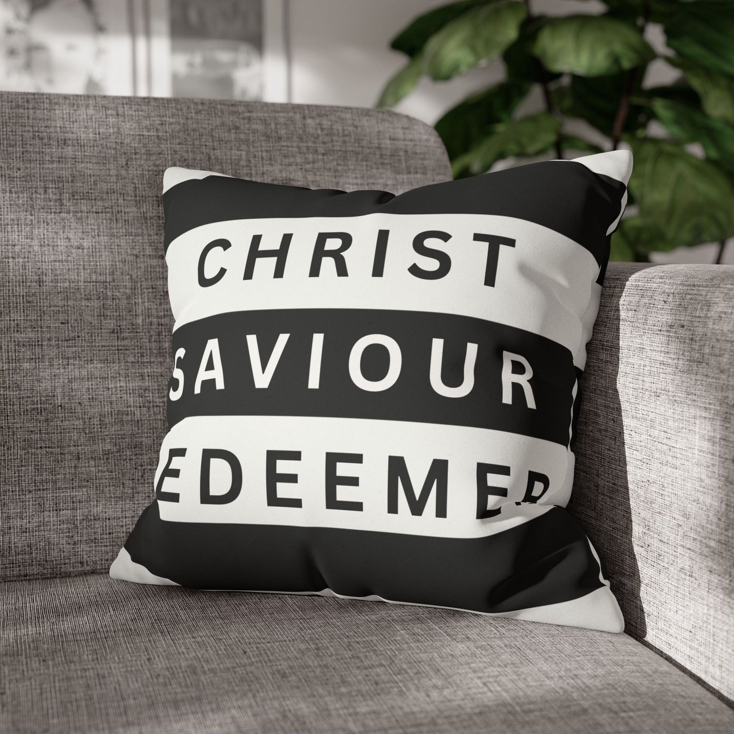 Faux Suede Square Pillowcase- CHRIST Redeemer