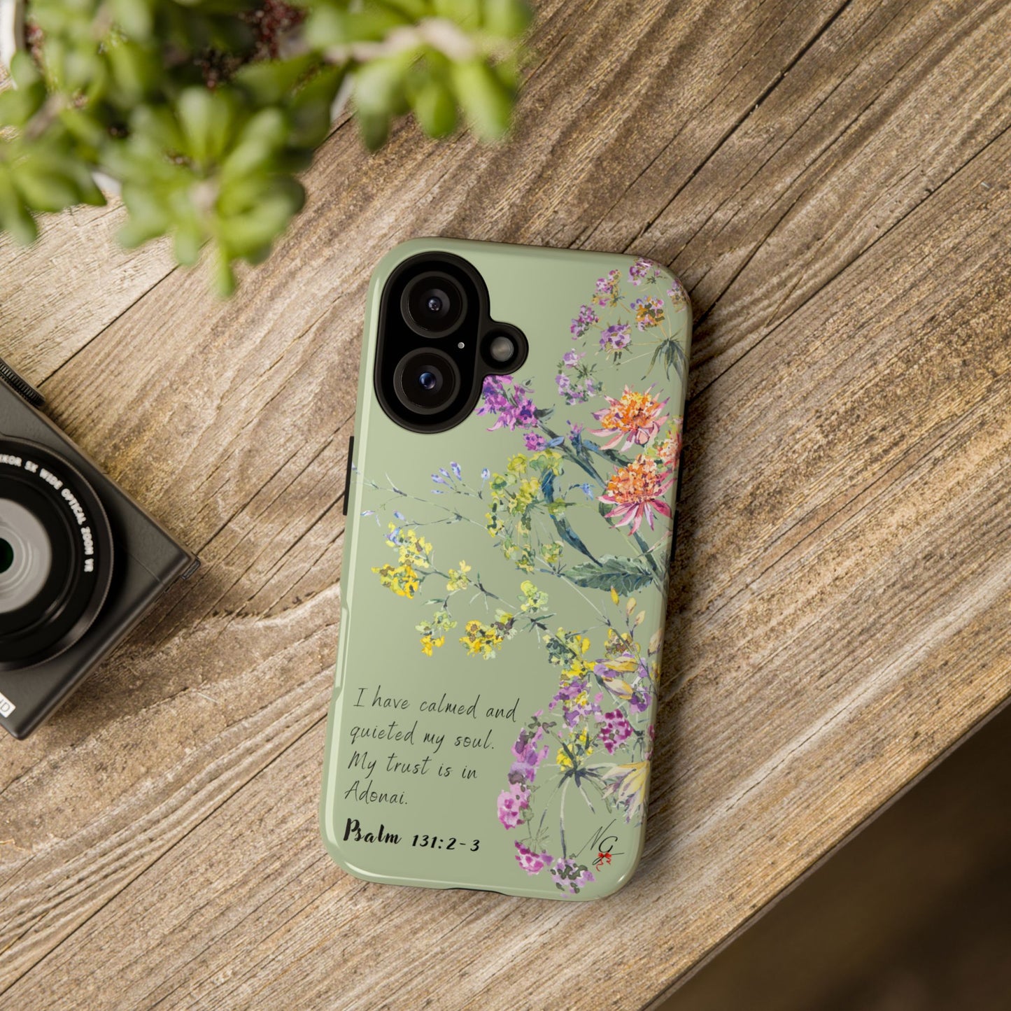 Phone Case - Botanic - Fully Sage Green, Psalm 131:2-3