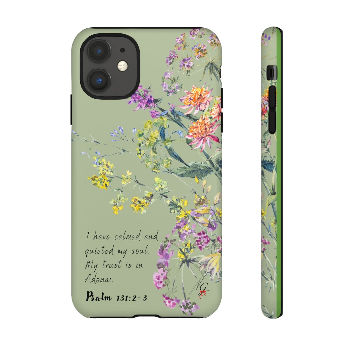 Phone Case - Botanic - Fully Sage Green, Psalm 131:2-3