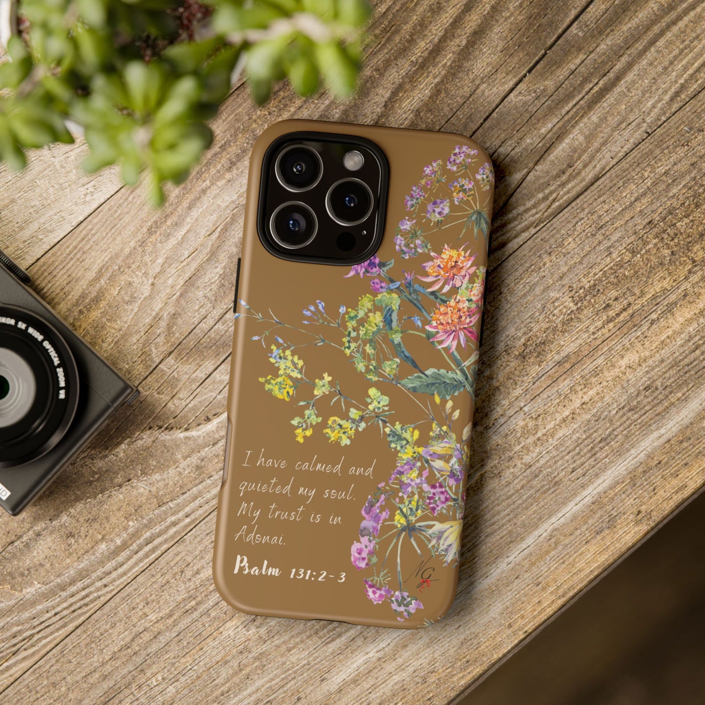 Phone Case - Botanic Full Brown, Psalm 131:2-3
