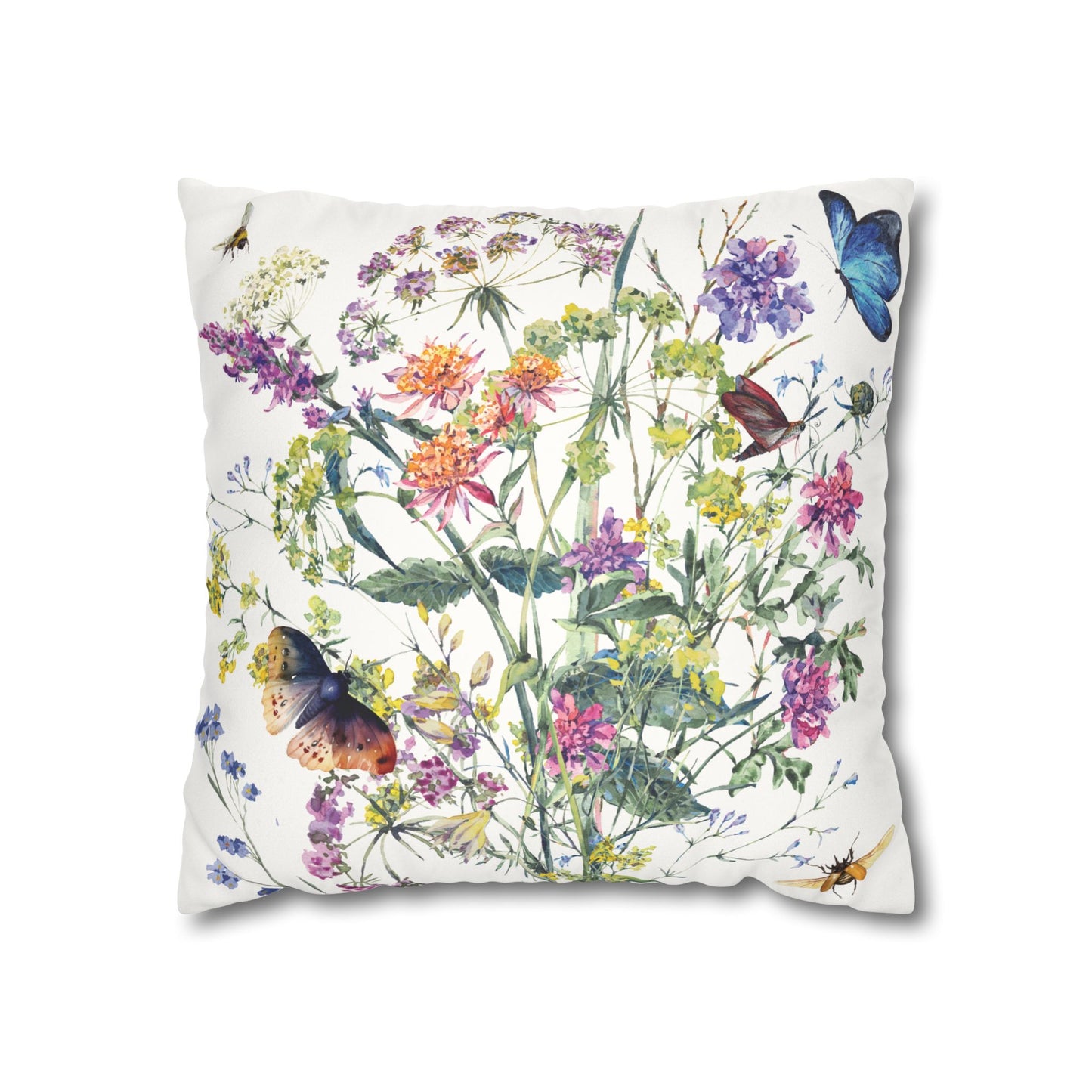 Faux Suede Square Pillowcase - Summer Bloom