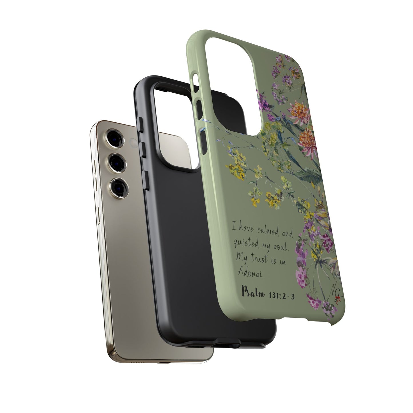 Phone Case - Botanic - Fully Sage Green, Psalm 131:2-3