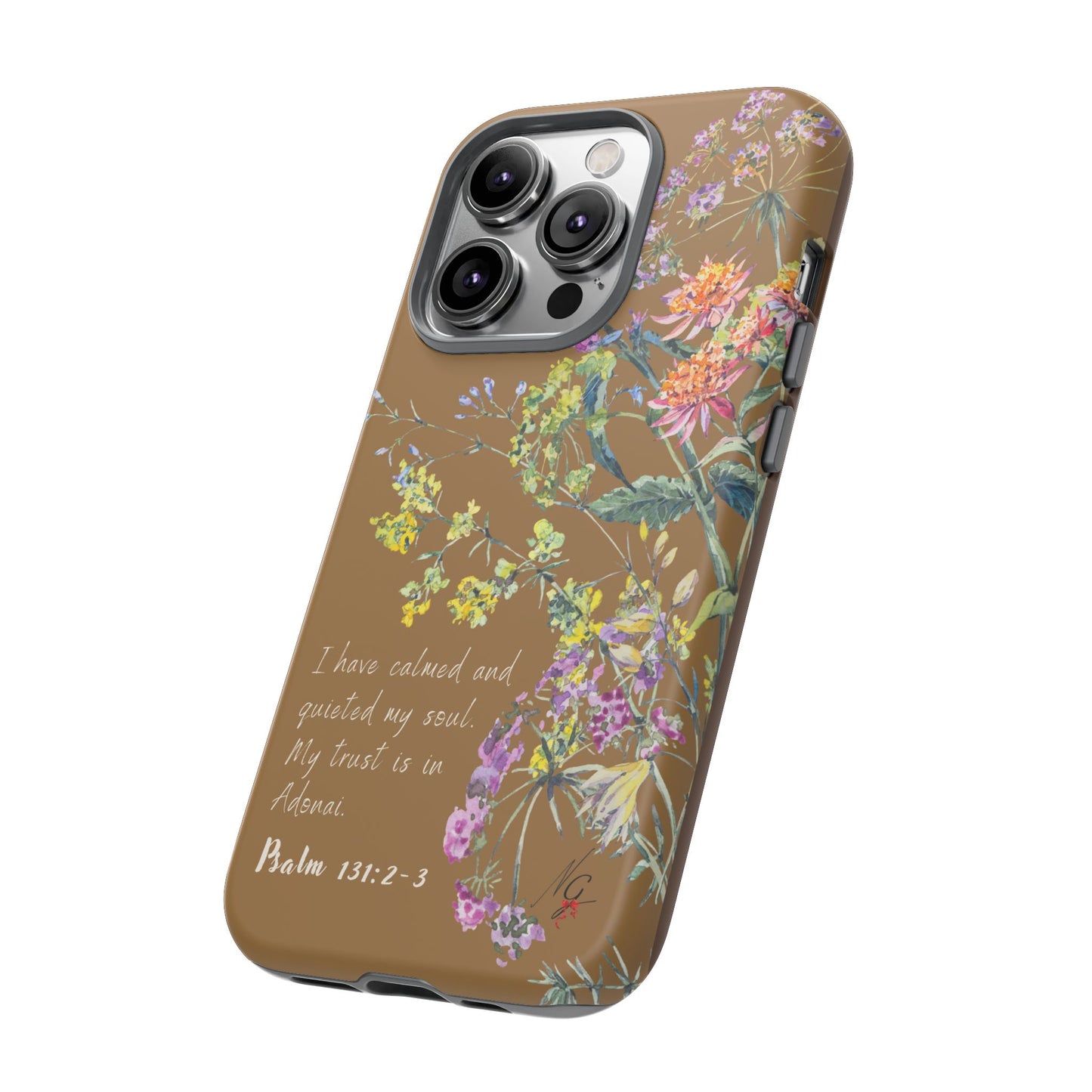 Phone Case - Botanic Full Brown, Psalm 131:2-3